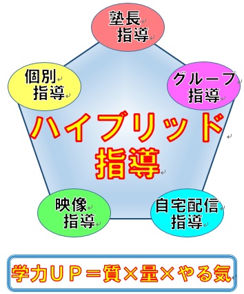 【ハイブリッド指導】個別指導 グループ指導 映像指導 塾長指導 自宅配信指導